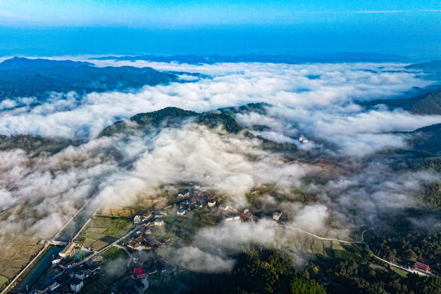 村庄 山村 晨雾 云海 生态