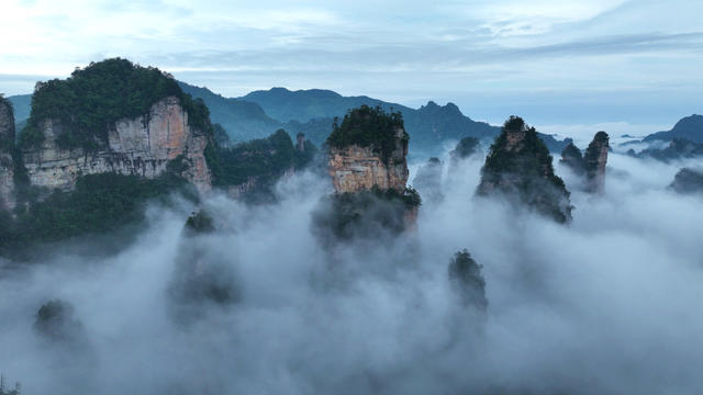 张家界 百龙天梯 云海景观 日出