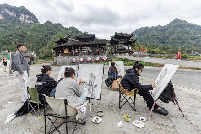 坪朗村 写生 苗寨 