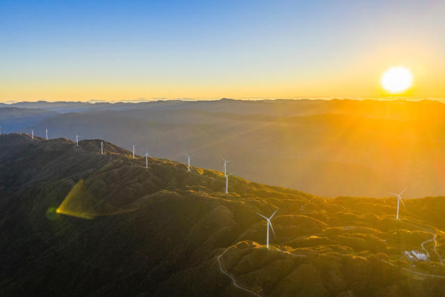 风力 能源 绿色 日出 朝霞
