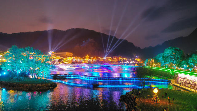 索溪河 夜景 灯光 夜游 文旅休闲