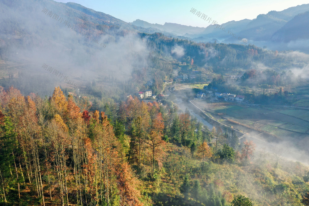 湖南，龙山，初冬，景色，色彩，美丽