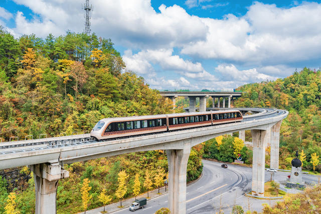 乘磁浮列车    游大美深秋