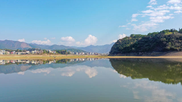 湖南新田 滩涂景美 乐享暖阳 生态环境 自然风光