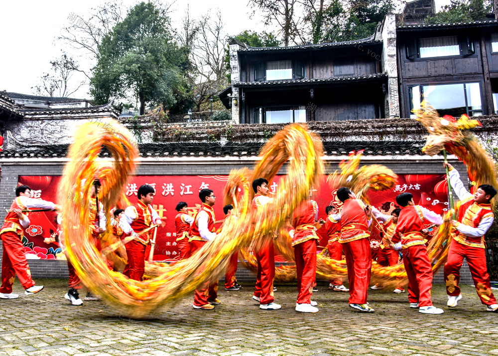 怀化 洪江 古商城  迎新年 祈福宴 舞草龙