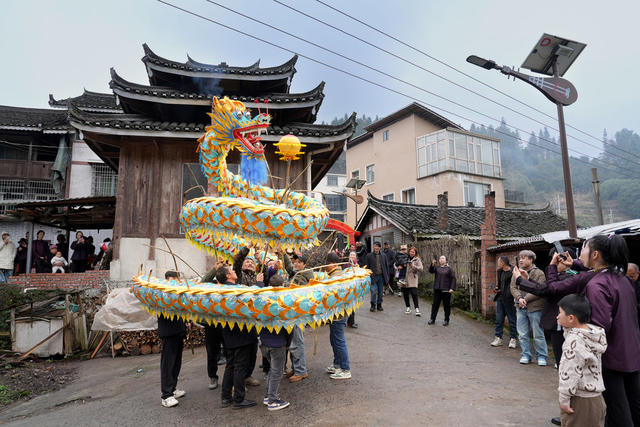 侗寨 舞龙 迎新春 民俗