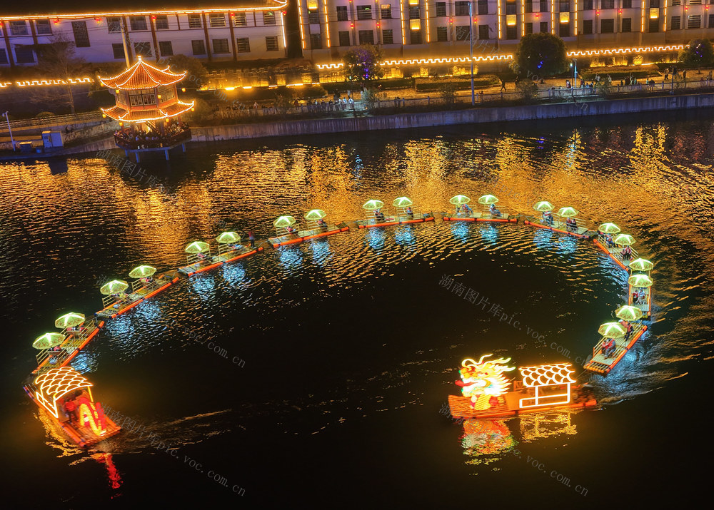 巫水 城步 竹筏 夜景 旅游