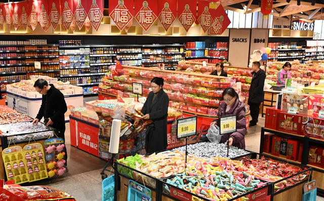 年货市场 春节 物资 商品 商业 购销两旺 市民 消费  市场  商场  食品 年货