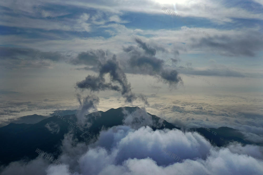 南岳 衡山 航拍 云海 天空 山峰