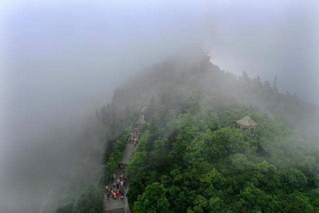 南岳 衡山 航拍 云海 天空 山峰