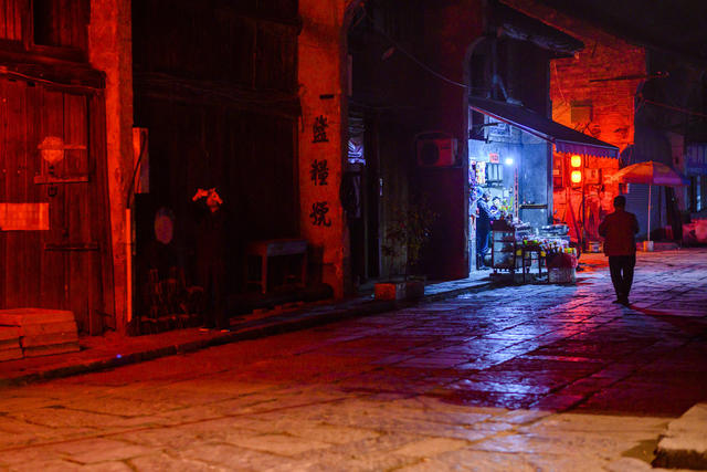 街景 街道 餐厅 杂货店 锅 夜景