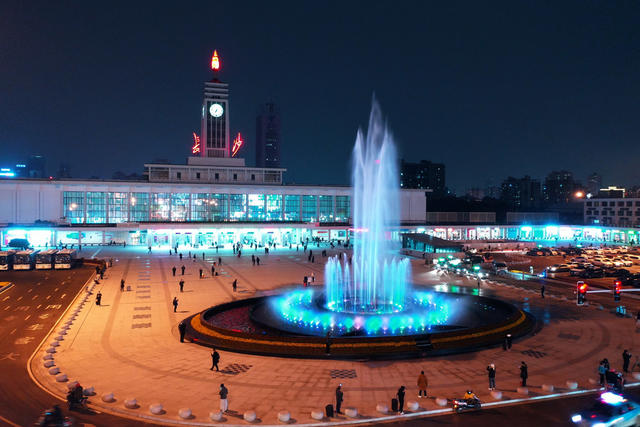 喷泉  长沙火车站   广场  音乐喷泉