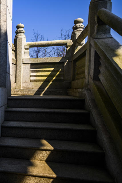 天空 建筑 旗杆 宫殿 寺庙 尖桩篱栅 树林 瓦屋顶