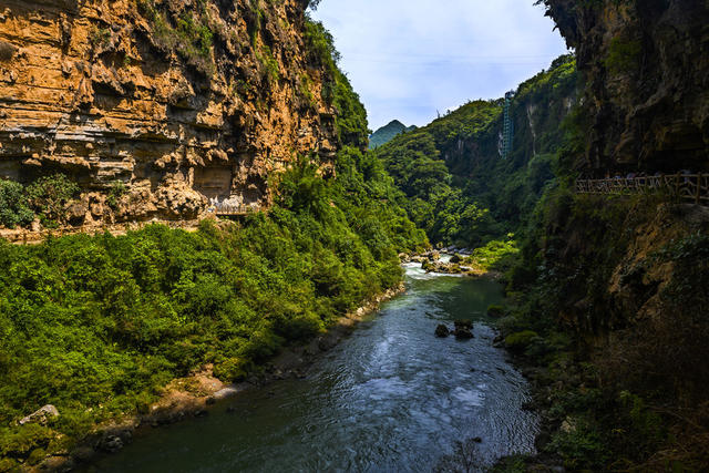 山谷 瀑布 树林 悬崖 植物 山峰 户外 小河 洞穴