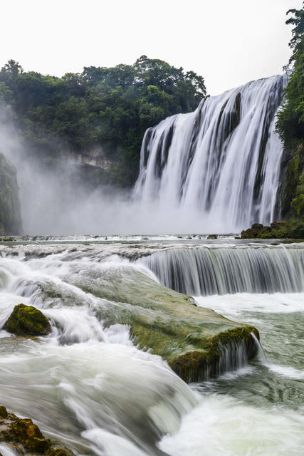 瀑布 岩石 山谷 水坝 喷泉