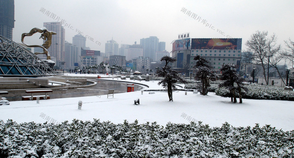 建筑 广场 长沙 雪