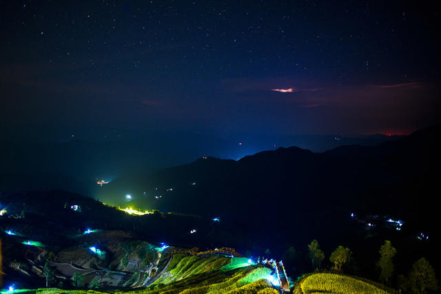 油菜花田 天空 日落 山峰 夜景 迷雾 画 山谷 草地 田地 公路 悬崖 户外