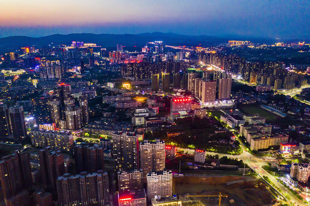 城市建设  晚霞  夜景  云雾  怀化  