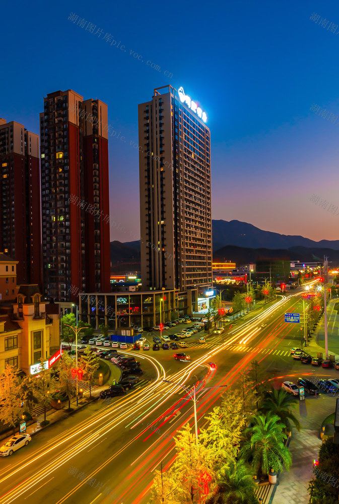 城市建设  晚霞  夜景  云雾  怀化  