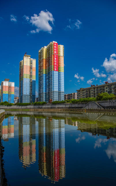 房屋  城市  建筑  蓝天下  夜景  怀化  