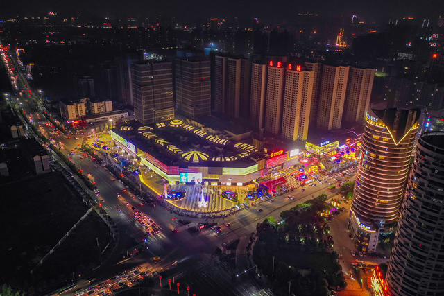 房屋  城市  建筑  蓝天下  夜景  怀化  