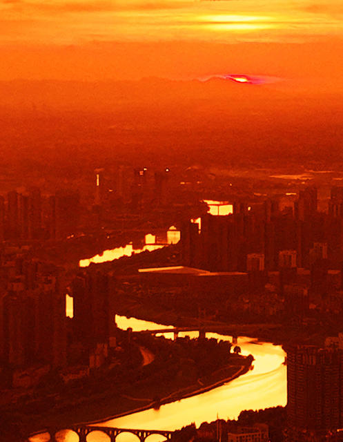 衡阳市 石鼓 湘江 蒸水 夕阳 