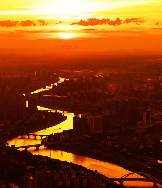 衡阳市 石鼓 湘江 蒸水 夕阳 