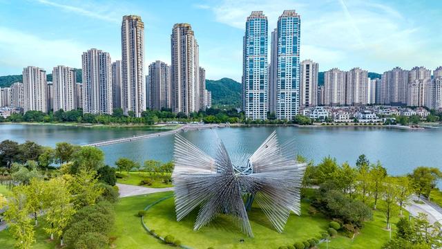 长沙风景  梅溪湖节庆岛  艺术雕塑