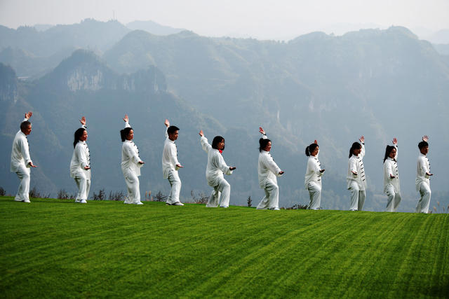 太极拳 师生 户外 锻炼