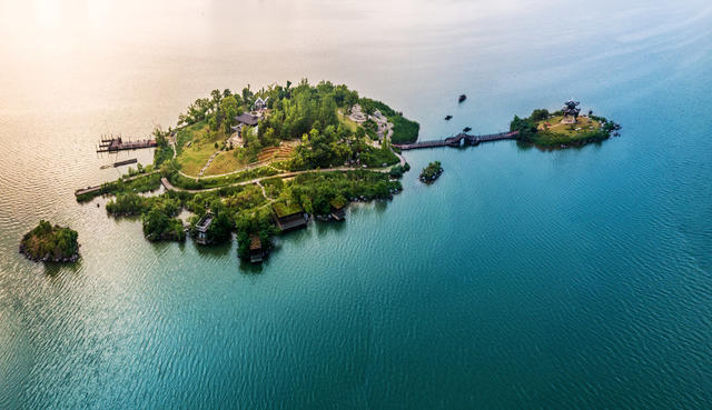  UAV aerial photography of Sun Mountain in Liuye Lake, Changde, Hunan