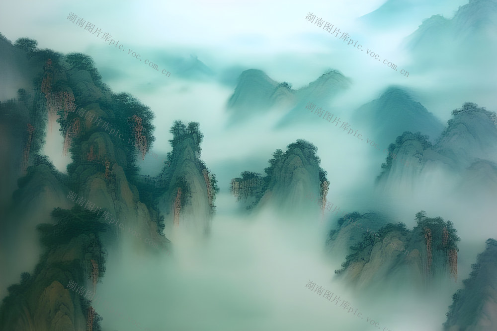 插图 国风 山水 中国风 山水画 插画 云雾 山峰 山脉 山