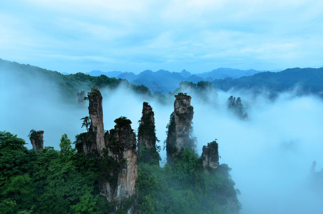 世界自然遗产 张家界 武陵源 天子山 云海 峰林