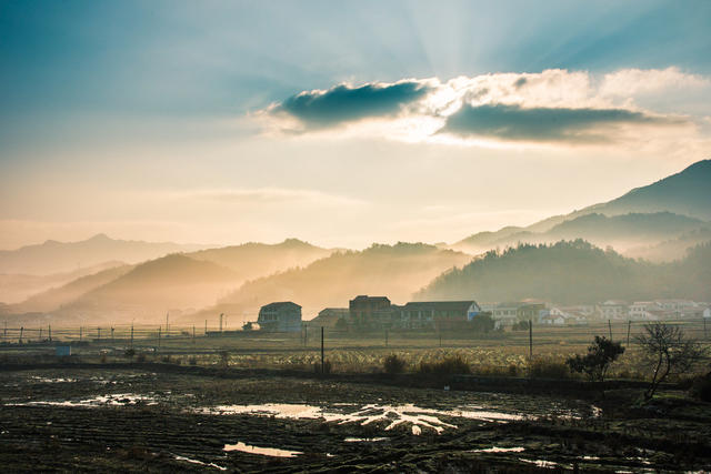 乡村  春天  早晨  阳光  蕉溪岭  