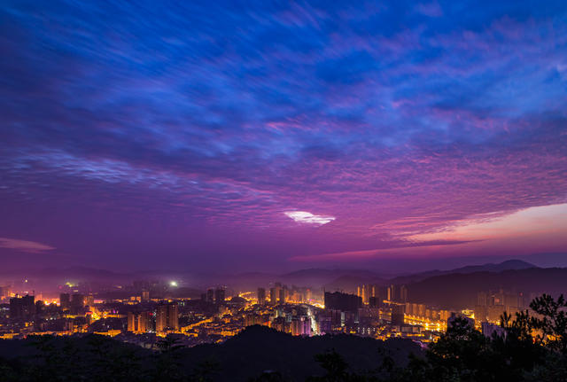 早晨  浏阳  朝霞  城市