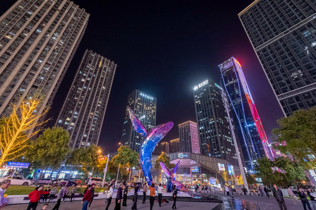 城市夜景  长沙  滨江金融中心