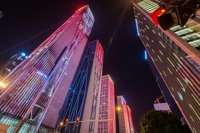 城市夜景  长沙  滨江金融中心