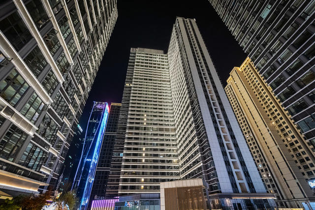 城市夜景  长沙  滨江金融中心