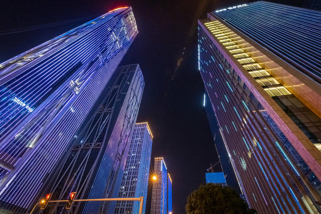 城市夜景  长沙  滨江金融中心