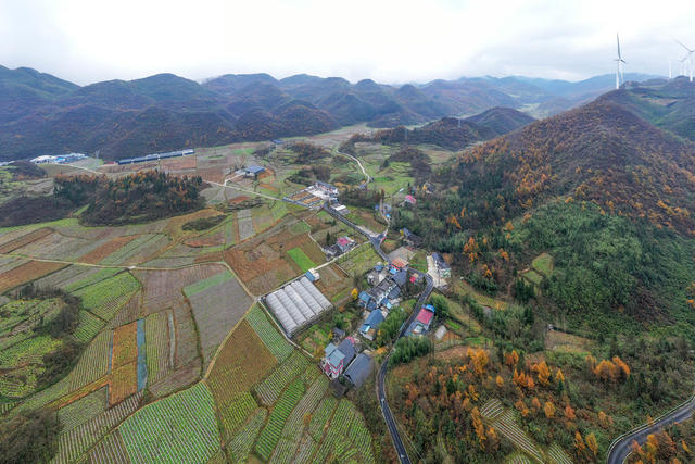 初冬，美景，色彩，村庄，如画