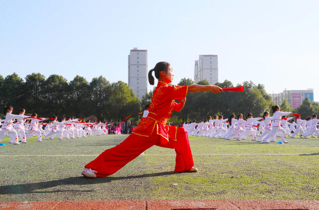 武术  功夫扇  课间  运动会