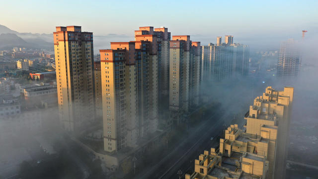 自然  城市风光 平流雾