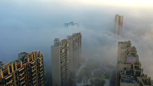 自然  城市风光 平流雾