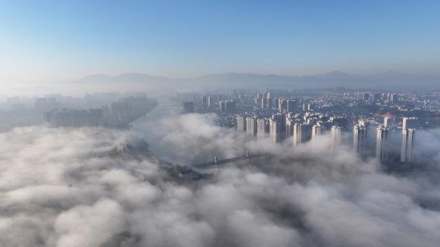 资江大桥 云海 新化县城 新化 城市建设