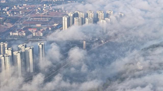 资江大桥 云海 新化县城 新化 城市建设