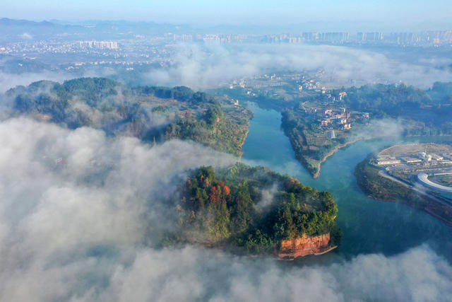湖南，湘西，初冬，美景，色彩，村庄，如画，无人机