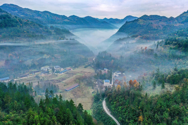 湘西，龙山，初冬，乡村，景色，迷人