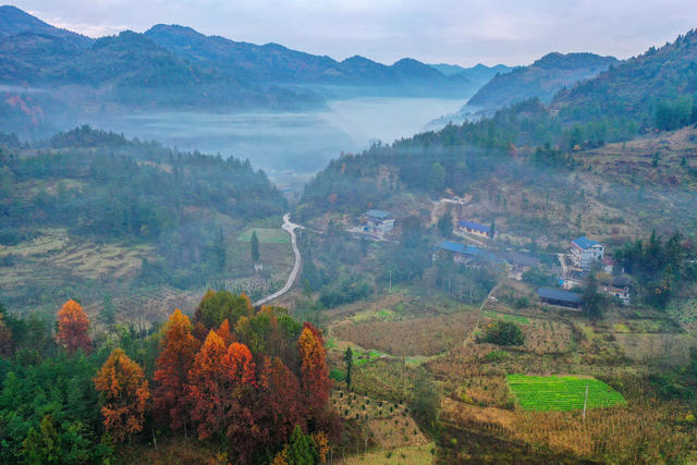 湘西，龙山，初冬，乡村，景色，迷人