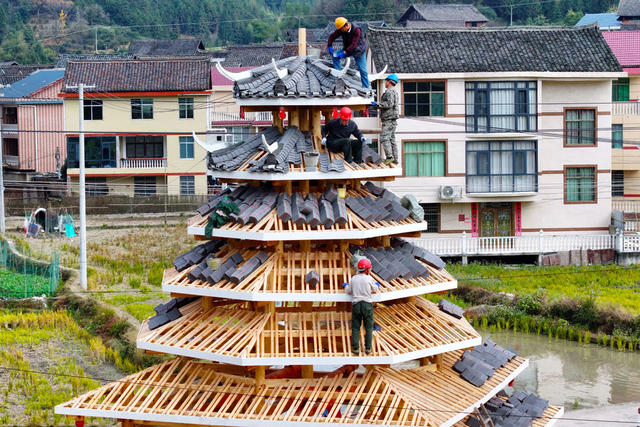 乡村建设、基础设施、鼓楼、建设、施工