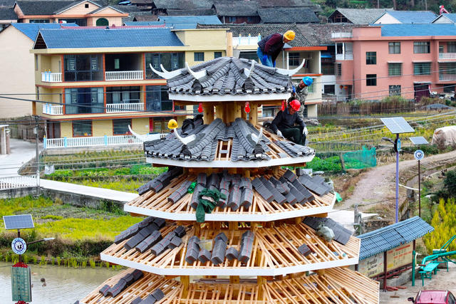 乡村建设、基础设施、鼓楼、建设、施工