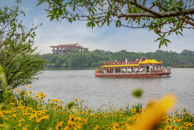 运河 北运河 北京 通州 河水 船只 码头 阳光 花草 